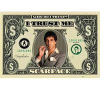 Close Up Póster Scarface/El Precio del Poder/Cara Cortada Dólar (Who do I Trust?/En quién confio?) (91,5cm x 61cm) + 1 póster Sorpresa de Regalo