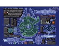 Close Up Póster Star Wars Especificaciones del Millenium Falcon/Halcón Milenario (101,5cm x 68,5cm)