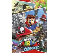 Close Up Póster Super Mario Odyssey - Collage (61cm x 91,5cm) + 2 Marcos Negros para póster con suspención