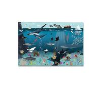 Close Up Póster XL del mundo submarino | para niños | con objetos dibujados a mano | criaturas marinas con designación | objetos ocultos para descubrir | 170 g/m² | 91,5 x 61 cm