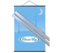 Close Up Tiras de plástico transparentes (91,5 cm), ganchos para pósteres, barras de pósteres, rieles de sujeción (91,5 cm), paquete de 2 (parte superior e inferior) en tubo de polietileno