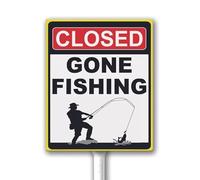 Closed: Gone Fishing - Señal de aviso para patio con estaca, 20 x 30 cm, resistente a la intemperie y a la decoloración, fácil de montar, uso en exteriores