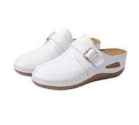 Closed Toe Sandals for Women UK Womens Orthopedic Sandals Double Buckle Sliders Closed Toe Mules Shoes Clogs Ladies Wedge Sandal Platform Slippers with Arch Support Summer Casual Vacation Slides