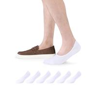 CLOSEMATE 6 Pares Calcetines Invisibles Hombre Mujer Cortos de Algodón Bajos Pinkies Transpirables Verano con Antideslizantes Silicona(6Blanco,M)