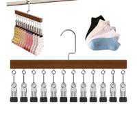 Closet Organizer Clips, Space Saving Underwear Holder, 35 x 25 cm Hanging Rack with 12 Strong Clips, Sturdy Metal Construction, Wardrobe Organizer Compact Design, Storage Solution for Home & Dorm