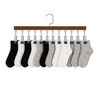Closet Organizer Rack, Underwear Holder Hanger, 12 Clip System with Rotatating Clips, Space Saving Storage, Clothing Organizer with Build, Wardrobe Accessory for Bedroom and Dorm