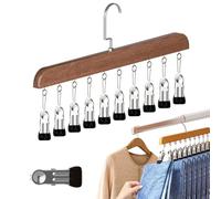 Closet Organizer with 10 Clips - Space Saving Hanging Closet Organizer, Legging Organizer for Closet Hanging, 360° Rotating Metal Clips Hangers for Hat Sock Jeans Clothes (Vintage)