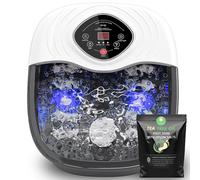 closewave Masajeador de baño de spa para pies con calor, rodillos shiatsu, UV y burbujas de ozono, incluye aceite de árbol de té, sal de Epsom, alivia el estrés y el dolor de pies, pedicura casera