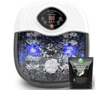 closewave Masajeador de baño de spa para pies con calor, rodillos shiatsu, UV y burbujas de ozono, incluye aceite de árbol de té, sal de Epsom, alivia el estrés y el dolor de pies, pedicura casera