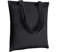 Clossy London Bolsa de hombro reutilizable de lona de algodón 100 %, color natural, ecológica, para compras y comestibles, lavable, ligera, con asas duraderas, Negro paquete de 20 unidades, One Size