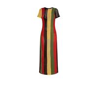 Clossy London Camiseta de malla con tirantes para mujer, 100% algodón, multicolor negro, rojo, verde, amarillo, rasta, mangas cortas, L/XL
