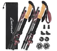 Clostnature Bastones de Senderismo Plegables - Bastones Trekking de Fibra de Carbono, Juego de 2, Ajustables 115-135 CM, Sistema de Bloqueo Rápido, Palos de Senderismo Ultraligeros y Resistentes