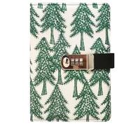 Cloth Cover Password Notebook, A5 Journal with Combination Lock, Personal Diary with Lock(Embroidered Forest)