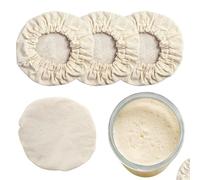 Cloth Covers For Dough Starter Jars - Four Piece Linen Elastic Fermentation Cap, Breathable Sourdough Culture Jar Shield, Reusable Wild Yeast Pot Topper, Wild Microbe Baker Supply | For Beginner