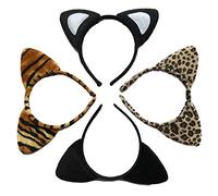 Cloth Headband Tiger Leopard Small BK Cat Ear Diademas Mujer Niñas Hairband 4 Pcs