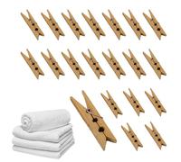 Clothes Clips for Drying, 20pcs Heavy Duty Pins, Wooden Clothespins, Strong Grip and Easy to Use, Compact and Space-Saving, for Towels, Socks, Photos, Crafts, Clothing, Underwear