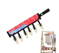 Clothes Peg Hanger - Sock Hangers for Drying | Colgador de ropa plegable | Portable Fabric Hanger Drying Foldable Rack with 6 Clips for Clothes | Cute Travel Multi-Functional Cloth Clothpins