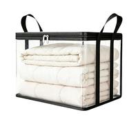 Clothes Storage Bags Clear, Zippered Transparent Sheet Organizer Box, Foldable Household Storage Container For Home Apartment Farmhouse Travel Dorm Room Bedroom Game Room Study Closet Use