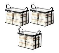 Clothes Storage Bags with Lids - Book Storage Bag | Clear Zipper Organizer Pouch | Moving Bags For Books For Home Bookshelf Closet Clothing Movie Cases Video Game Disks Media