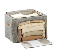 Clothes Storage Bins, Foldable Blanket Organizer, 19.7x15.7x13 Inches Zipper Lid Grip, Wardrobe Quilt Holder with Balance, Bedroom Closet Box with Style, Home Accessories for Comforters Bed Sheets Toy