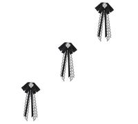 Clothes Suit Large Uniform Brooch Collar Women Tie Hat Brooches Big Bowknot Bow Lapel Pin Black Rhinestones