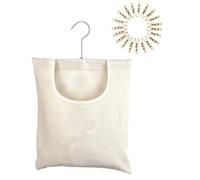 Clothespin Bag, Outdoor Canvas Clothes Pin Holder, Wide-Mouth Hanging Organizer, Heavy-Duty Storage Pouch with 20 Clips, Ideal for Laundry Room, Balcony, Terrace, Yard, Bedroom, Drying Rack Use