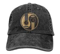 Clothing decoration Men Women Old and Worn Acoustic Guitars Yin Yang Cotton Denim Baseball Hat Adjustable Dad Hat