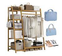 Clothing Garment Rack with Shelves, Home Standing Clothes Shelf with Multi Layers, Multi-Function Laundry Organizing Rack for Living Room, Bedroom, and Clothing Store Display
