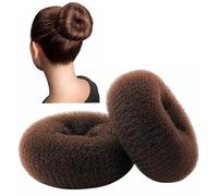 ClothoBeauty Moldeador de moño extra grande estilo anillo para cabello grueso y largo, dona de moño para mujer (4.3 pulgadas, marrón)