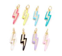 Clotiry 10 colgantes coloridos de circonita cúbica con forma de rayo, esmaltados, forma de tormenta, trueno, para hacer joyas