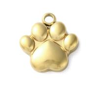 Clotiry 10 colgantes de acero inoxidable con diseño de huella de perro con agujero para colgar, elegantes dijes de huella de mascota de color dorado para hacer joyas, Metal no precioso