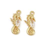 Clotiry 10 colgantes de latón con circonita cúbica de caballo de mar, dijes de animales del océano para joyería, collares, pulseras, pendientes, Metal no precioso