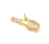 Clotiry 10 colgantes de latón con circonita cúbica para botella de vino, dijes de champán dorado para hacer collares, pulseras, aretes, joyas, Metal no precioso