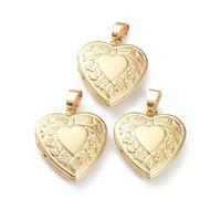 Clotiry 10 colgantes de latón con medallón de corazón con lazo, marco de fotos dorado para hacer collares y joyas, Metal no precioso