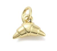 Clotiry 10 colgantes de latón de imitación de croissant, bonitos dijes de pan de color dorado para hacer joyas, collares, accesorios, Metal no precioso