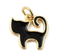 Clotiry 10 colgantes de latón esmaltado con diseño de gato negro y gatito con temática de mascotas para manualidades, joyas, pulseras, collares