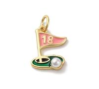 Clotiry 10 colgantes esmaltados con temática de golf, bandera deportiva de latón y patrón de agujeros para hacer joyas, collares, manualidades