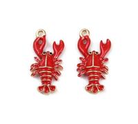 Clotiry 10 dijes de langosta esmaltados de color rojo con diseño de animales marinos, bonitos dijes de cangrejo para hacer joyas, pulseras, manualidades