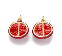 Clotiry 5 bonitos dijes esmaltados de latón con diseño de granada roja para hacer joyas, accesorios de manualidades, Metal no precioso