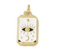 Clotiry 5 colgantes rectangulares esmaltados para tarot, color dorado, diseño celestial, ojo de la suerte y luna creciente, para hacer joyas y manualidades, Metal no precioso