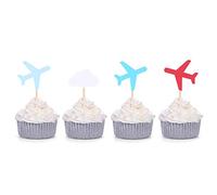 Cloud and Plane Cupcake Toppers Decoración para baby shower How Time Flies Suministros para fiestas de cumpleaños (24 unidades)
