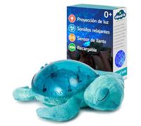 Cloud B Nightlight Musical Tranquil Turtle Recargable Aqua | Proyecciones submarinas | 4 sonidos relajantes | Brillo ajustable| Temporizador | Detector de llanto | Tejido reciclado