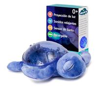 Cloud B Nightlight Musical Tranquil Turtle™ Recargable Ocean | Proyecciones submarinas | 4 sonidos relajantes | Brillo ajustable| Temporizador | Detector de llanto | Tejido reciclado