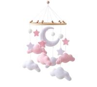 Cloud Baby Crib Mobile, Soft Felt Hanging Toy Accessory, Adorable Nursery Decor, Soothing Visual Display, For Bassinet Bedside Use In Girls' And Boys' Rooms, 17.72x9.06 Inches