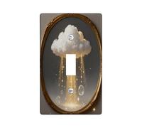 Cloud - Placa de cubierta para interruptor de luz, diseño de fantasía sin burbujas de luz de plástico dorado, tamaño estándar, placas de pared decorativas para el hogar, sala de estar, decoración de