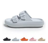 Cloud Sliders, Cozislides Pantuflas Mujer Hombre Cloudy Super Suave Antideslizante Cojín Zapatillas Verano Sandalias con Doble Hebilla (36/37 EU, Gris)