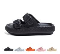 Cloud Sliders, Cozislides Pantuflas Mujer Hombre Cloudy Super Suave Antideslizante Cojín Zapatillas Verano Sandalias con Doble Hebilla (42/43 EU, Negro)