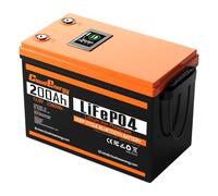 Cloudenergy 12.8V 200Ah LiFePO4 Li-Ion Batería con capacidad de 2560Wh con 100A Bluetooth BMS y pantalla táctil con 6000+ ciclos para RVs, barcos y camping. (DP-12V-200AH)