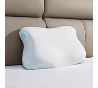 CloudÉtoile Almohada Cervical de Espuma Viscoelástica - 2 en 1 Almohada Ortopédica para Cama con Espuma para Dormir de Lado y Boca Arriba, Almohada Ergonómica Ajustable en Altura, Blanco, 64x38x12 cm