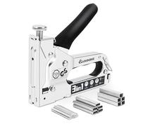 Cloudgree Pistola grapadora 3 en 1, kit de pistola de acero resistente con 1500 grapas, pistola grapadora de tapicería para madera, tapicería, vallas, muebles, decoración